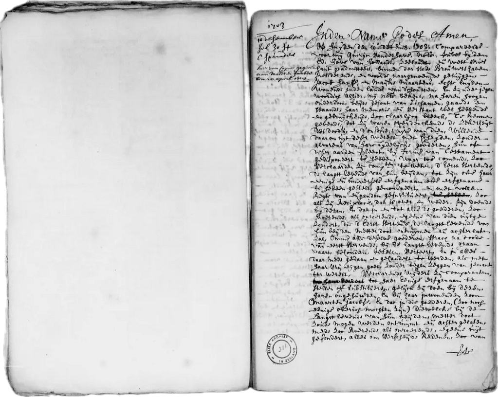 Testament Jacob jans Hanse